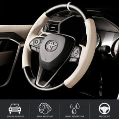 Black&White Leather Steering Wheel Stitch on Wrap Cover For Toyota Camry 18-21