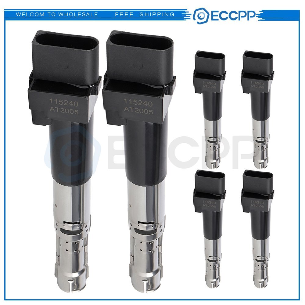 Set of 6 Ignition Coil For VW Golf Jetta V6 2.8L 022905100K 022905100N UF404