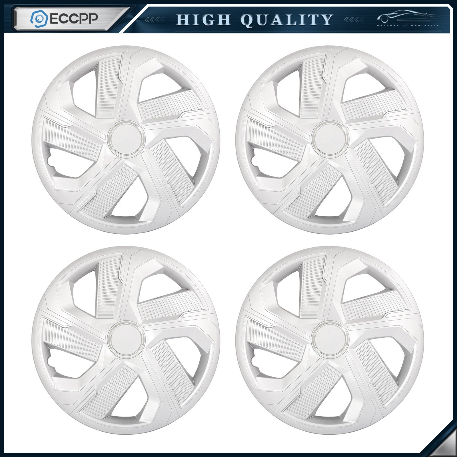 ECCPP 4Pcs 16 inch Wheel Hub Caps For R16 Tires Wheel Rim Covers Snap-On Silver KOEEP