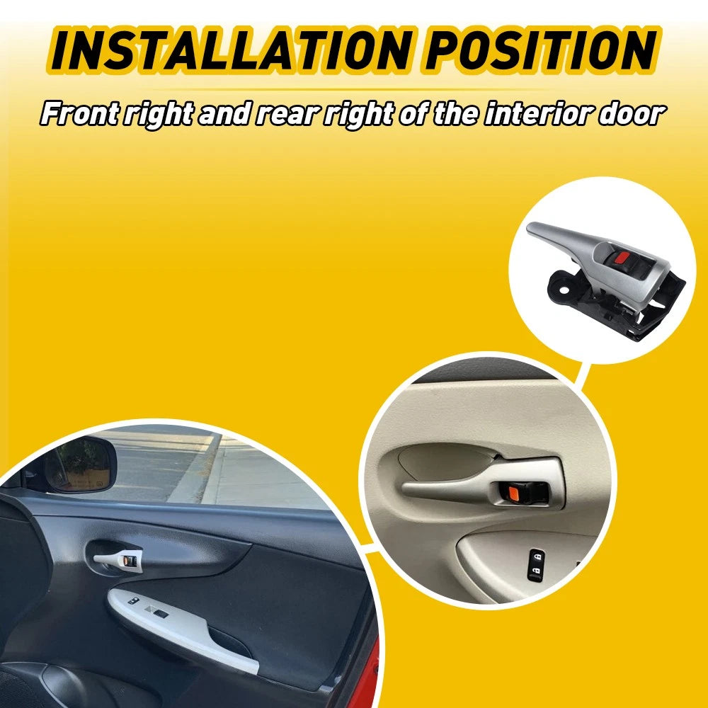 Door Handle For 2009-2013 Corolla Toyota Front or Rear Right Inner Black/Silver 6B93BC-57