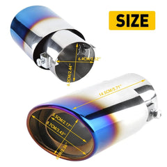 Car Tip Exhaust 2.5'' Inlet Stainless Steel Muffler Pipe Throat Universal Blue 6B93BC-57