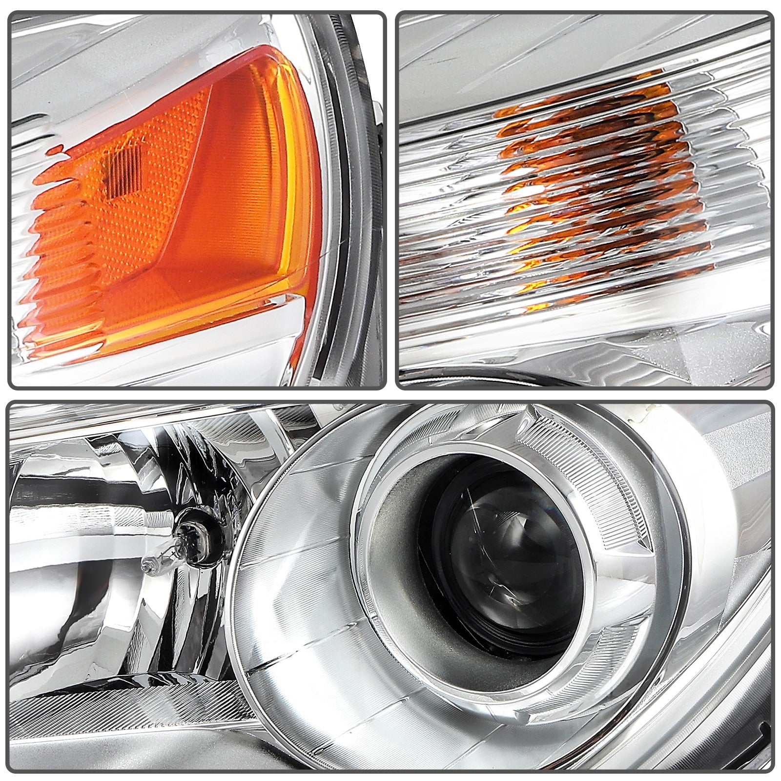 ECCPP Headlights Assembly For Chevrolet Equinox 2010-2015 Pair Kit Chrome Amber 6B93BC-57