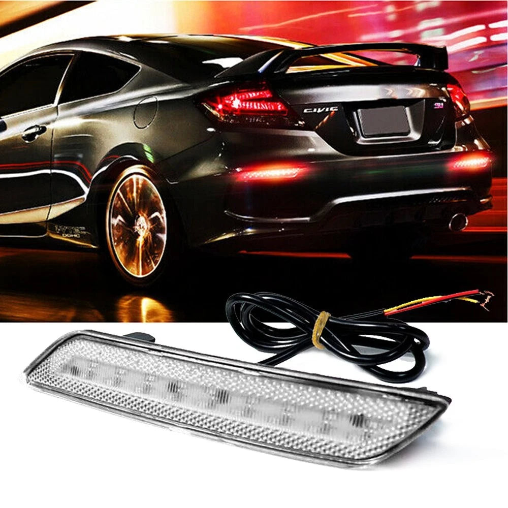 For 2013-2015 Honda Civic Sedan White Lens LED Rear Bumper Reflector Brake Light 6B93BC-57