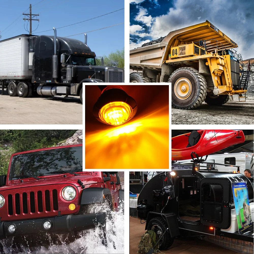 10X 3/4" Marker Lights LED Truck Trailer Round Side Bullet Light Amber Smoke EOA 6B93BC-57