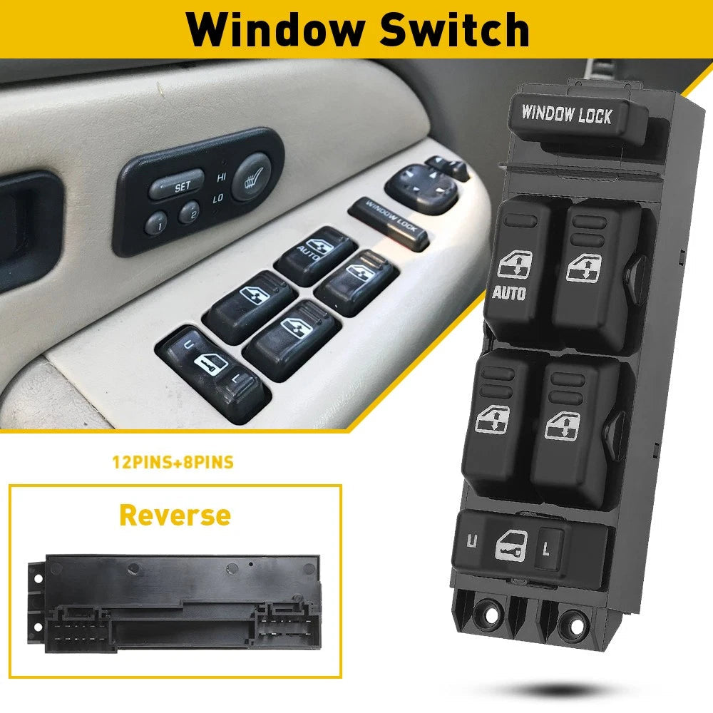 Power Window Switch Front Side Driver Master For 2000-02 Chevy GMC Truck 4 Door 6B93BC-57