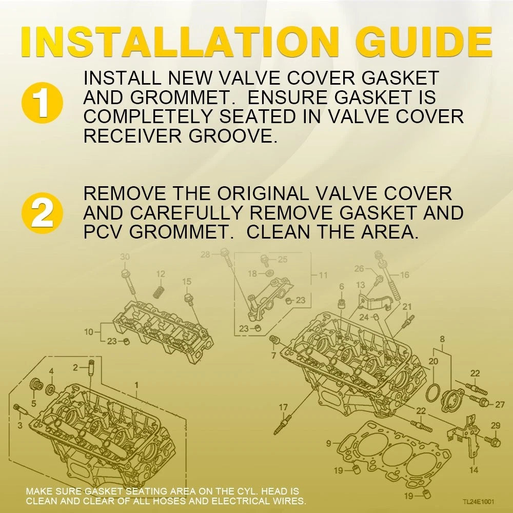 Engine Valve Cover Gasket Set for Honda Accord 2008-2012 3.5L V6 3471cc USA EOA 6B93BC-57