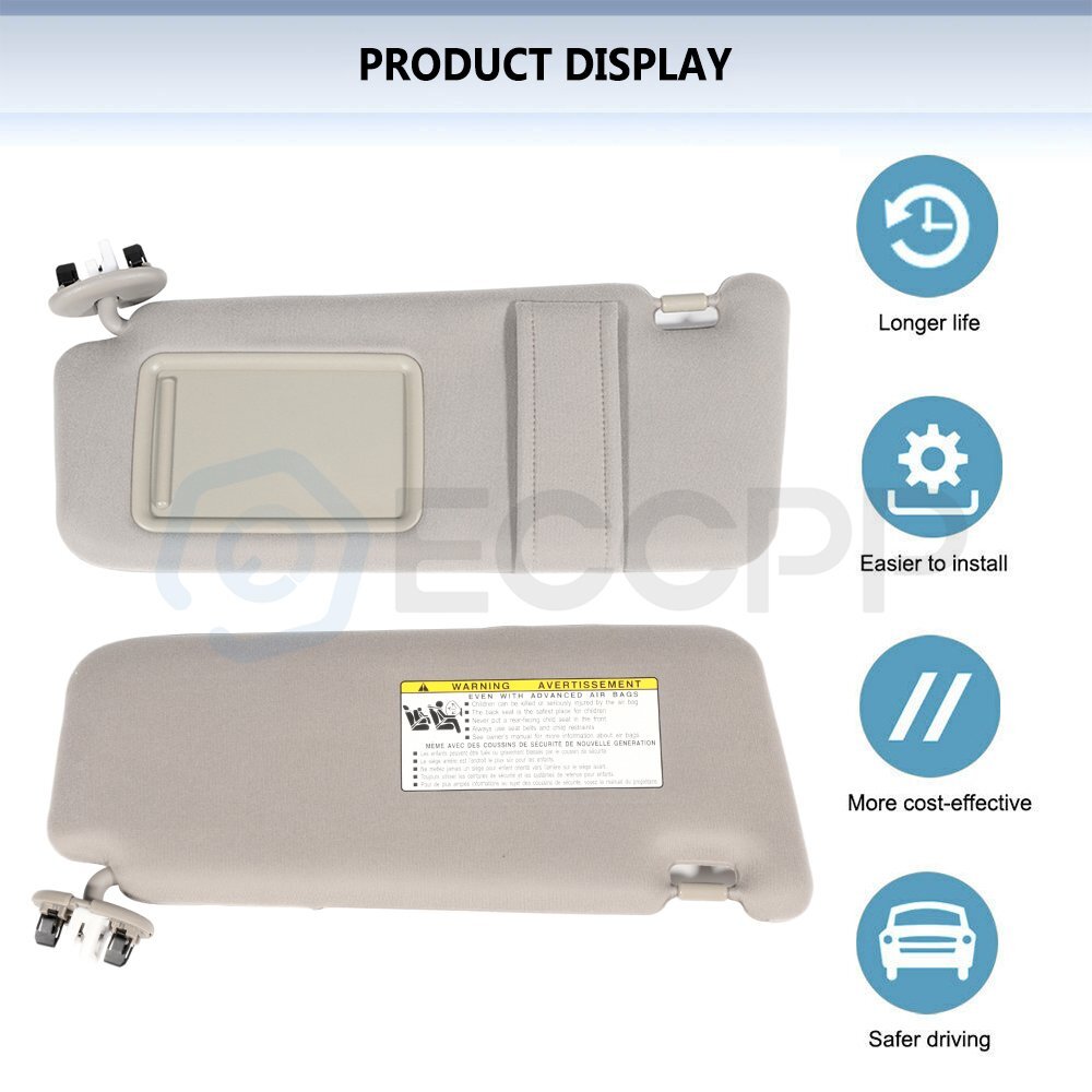 Sun Visor Beige For Toyota Camry 2006-2008 Pair Left & Right Side W/ Sunroof KOEEP