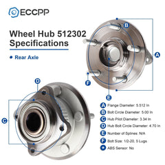 1Pc Wheel Hub Bearing Rear For Jeep Grand Cherokee 2005-2010 Commander 2006-2010 6B93BC-57