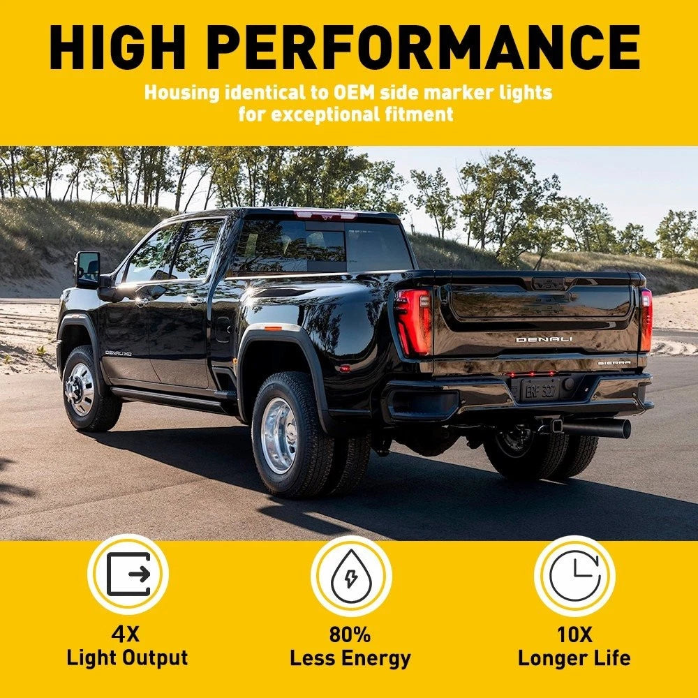 FOR 2020-24 GMC SIERRA 3500HD 2500 SMOKE LED SIDE SIGNAL MARKER LIGHT FRONT REAR 6B93BC-57