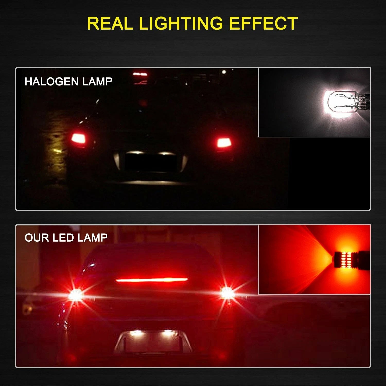 7443 LED Strobe Flashing Blinking Brake Tail Light/Parking Safety Warning Bulbs 6B93BC-57