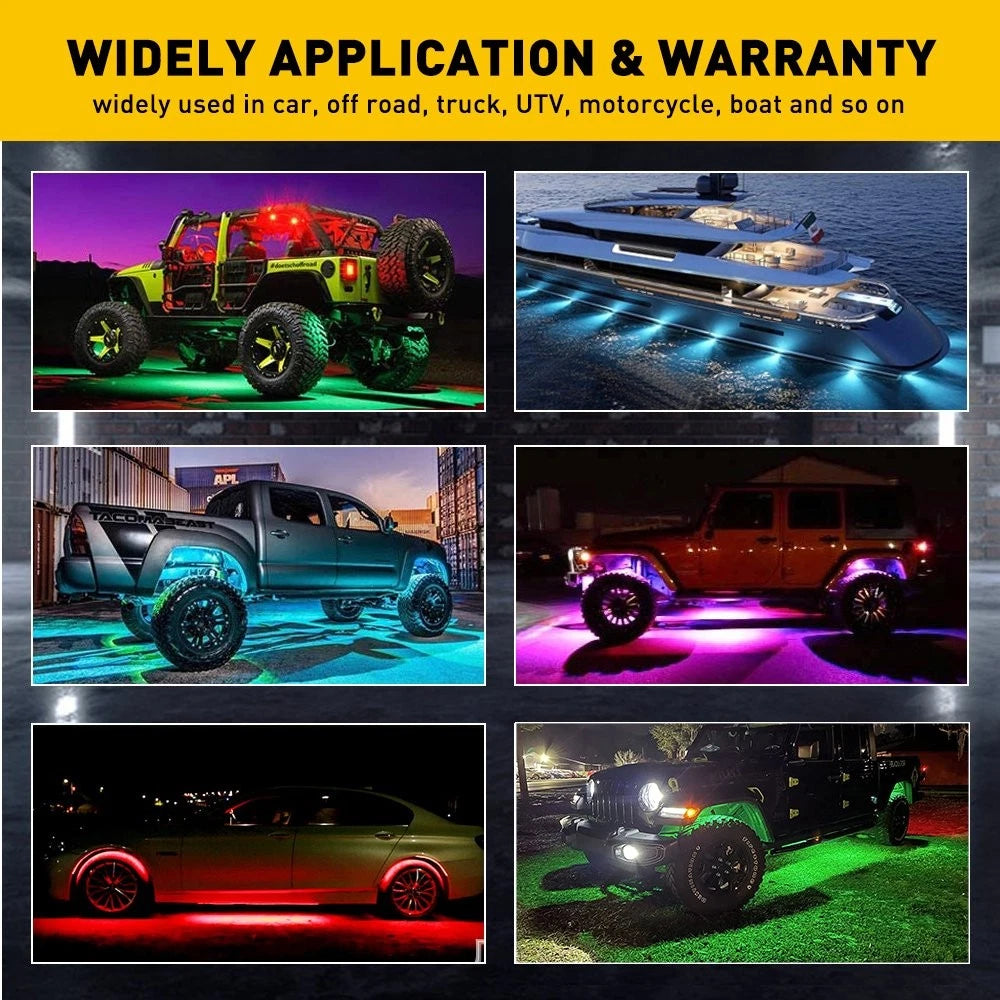6pcs RGB Dream Color Dreamcolor Underglow LED Kit Car Neon Strip Light Music APP 6B93BC-57
