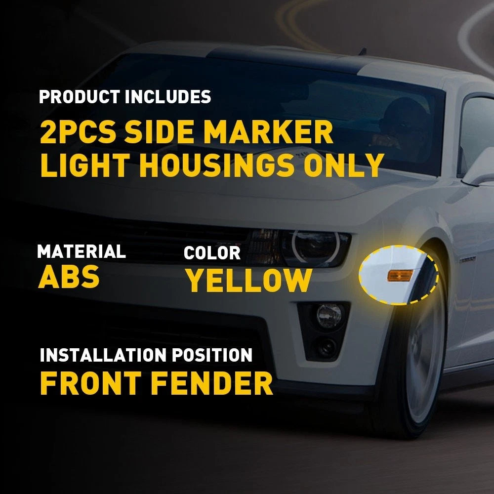 Amber Lens Front Side Marker Signal Lights Reflectors For 2010-15 Chevy Camaro A 6B93BC-57