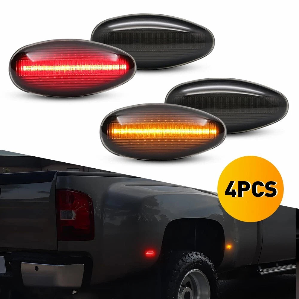 4x Smoked Fender LED Marker Lights for Chevrolet Silverado GMC Sierra 2001-2014 6B93BC-57