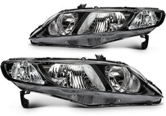For 2006-2010 2011 Honda Civic Sedan 4Dr Black Housing L+R Headlights Assembly 6B93BC-57