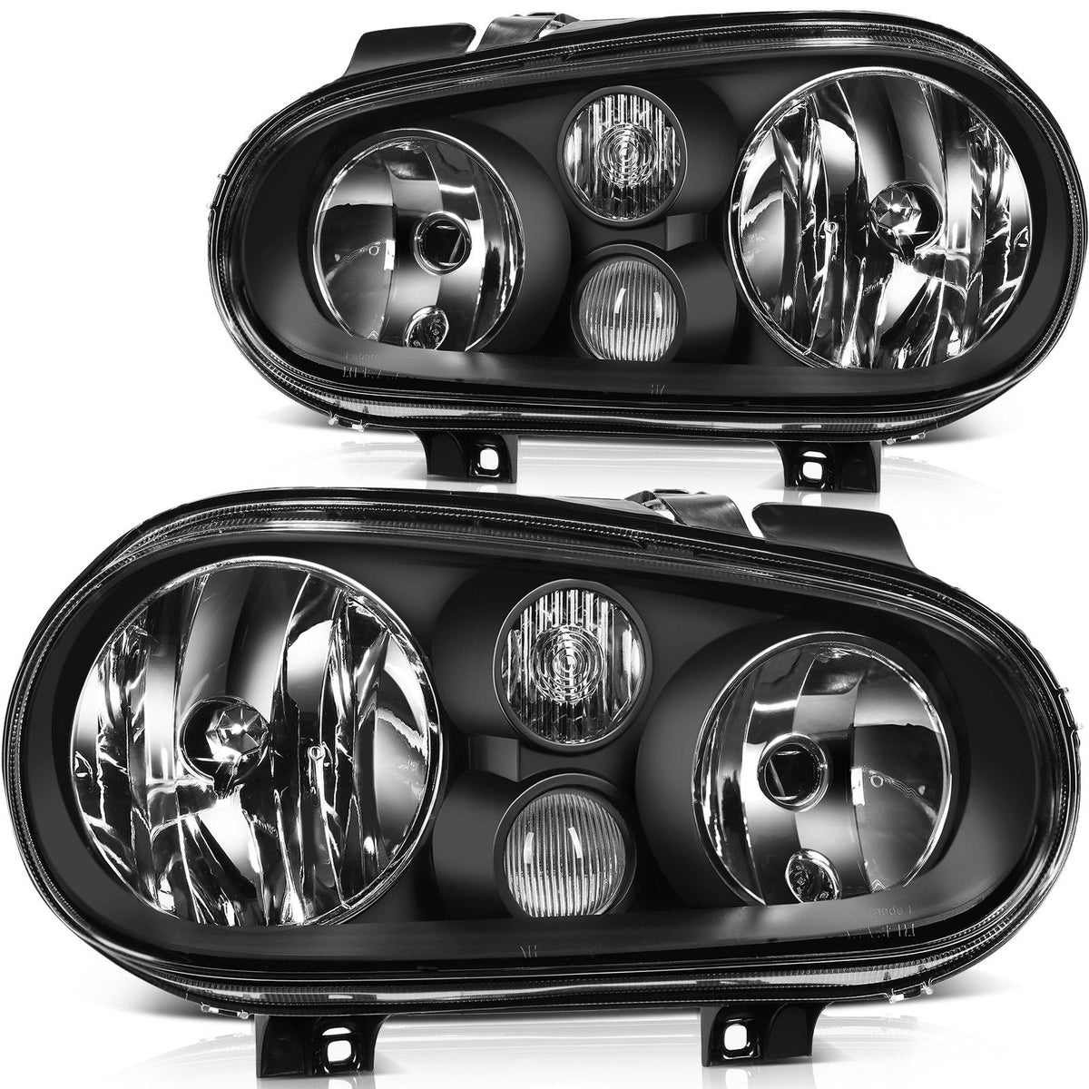 ECCPP Headlights Assembly For Volkswagen Golf Cabrio 1999-2006 Pair Kit Black 6B93BC-57