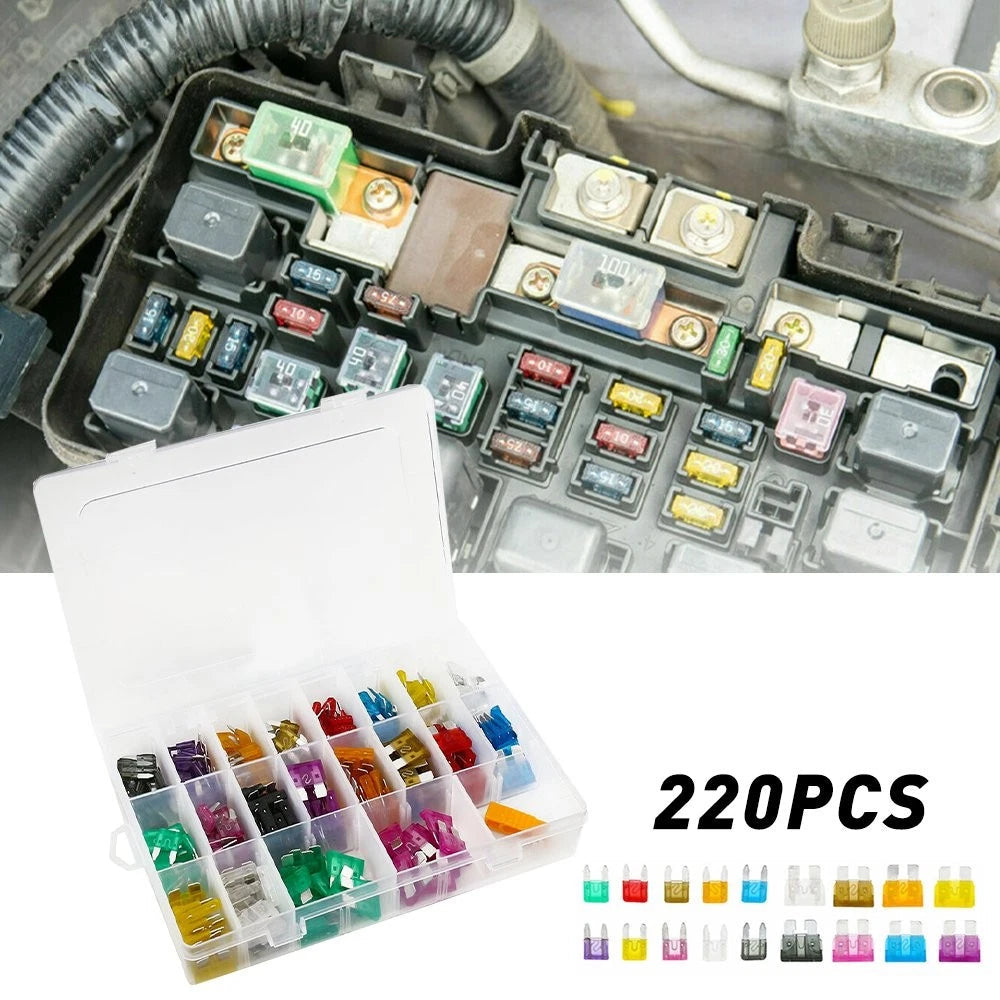 220pcs Micro Low Profile Blade Fuse Mini Assortment Set Fits Car Boat SUV 2-35A 6B93BC-57