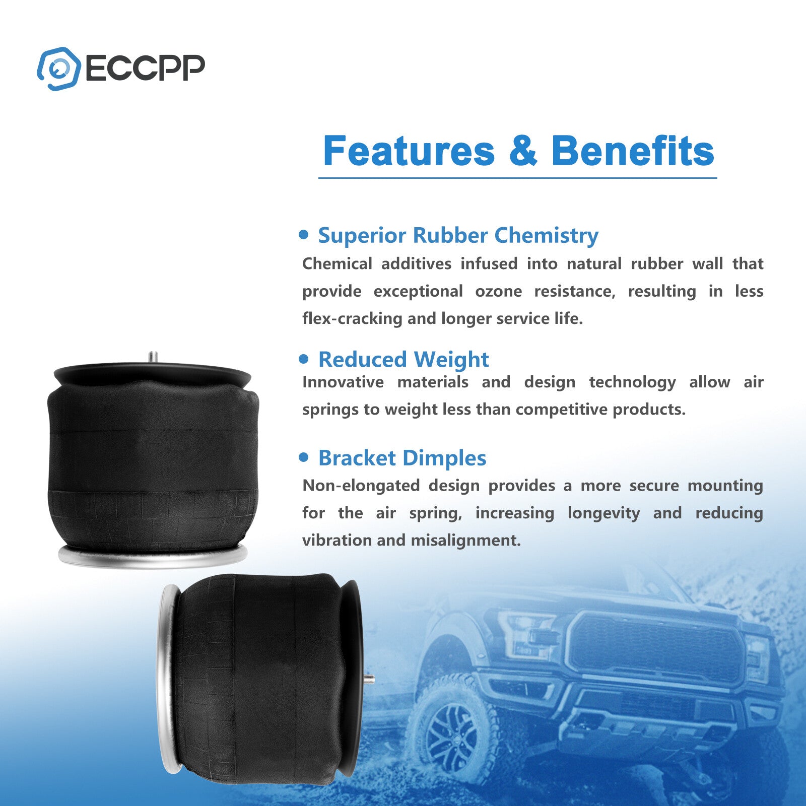 Pair Air Suspension Spring Bags W01-358-9069 For Peterbilt Goodyear 1R12-069 6B93BC-57