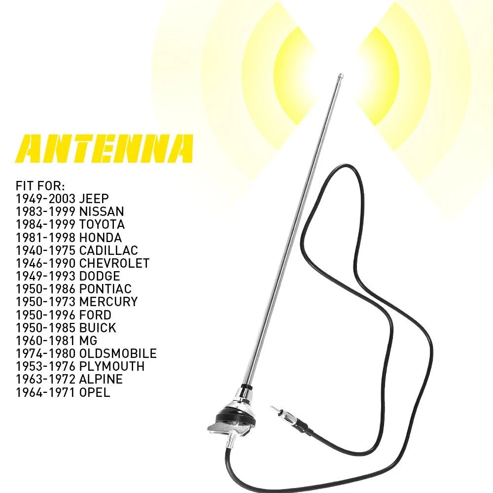 Car Vintage Style 3 Section Flexible AM/FM Radio Antenna Support Round Base EOA 6B93BC-57