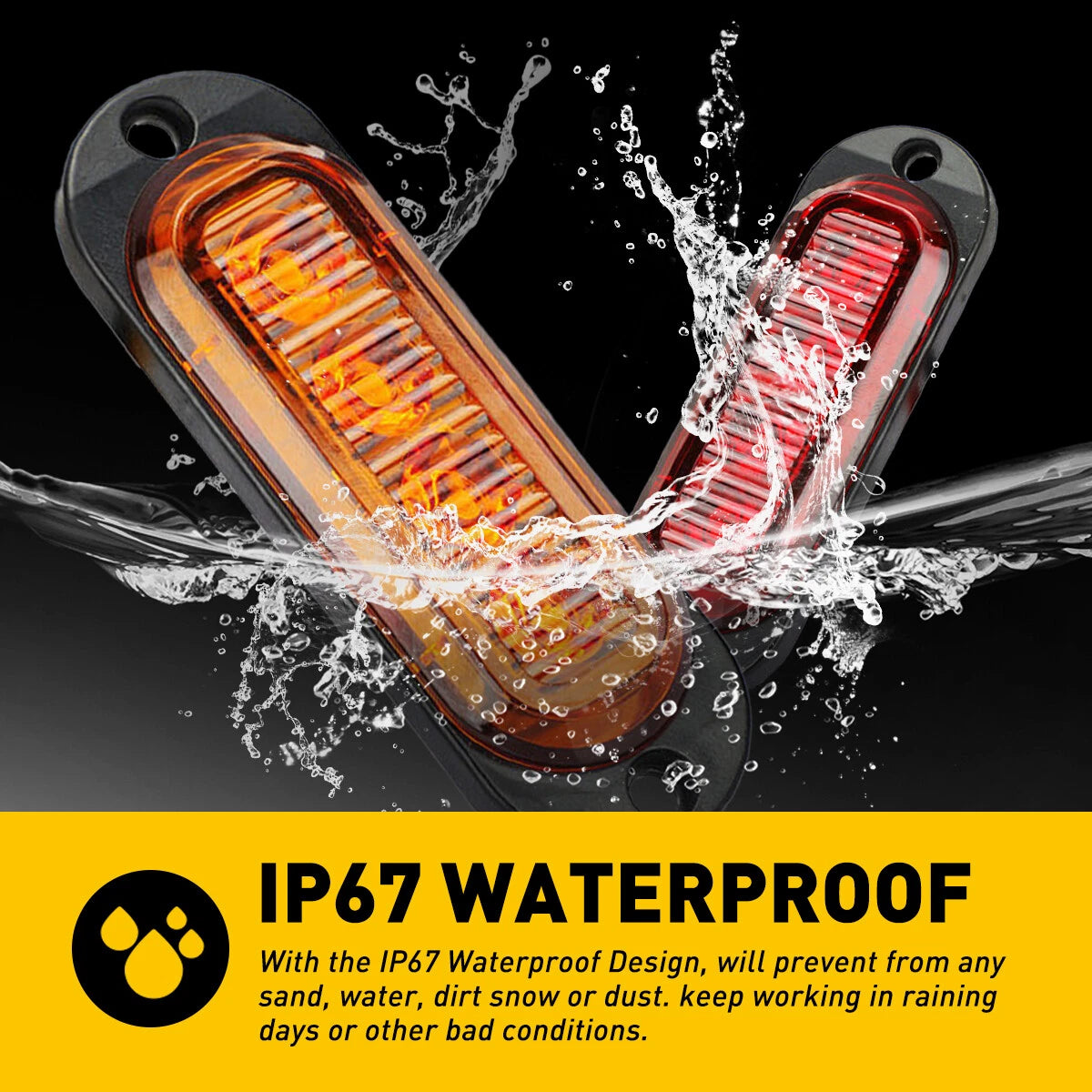 4-LED Side Marker Amber Red Lights Clearance Light Truck Trailer RV Waterproof A 6B93BC-57
