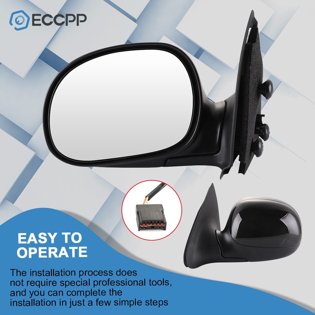 Driver Side Power Mirror For 1997-2004 Ford F150 Manual Fold Black 6B93BC-57
