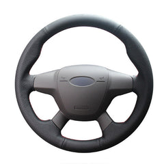 Top Leather Steering Wheel Hand-stitch on Wrap Cover For Ford Focus KUGA Escape