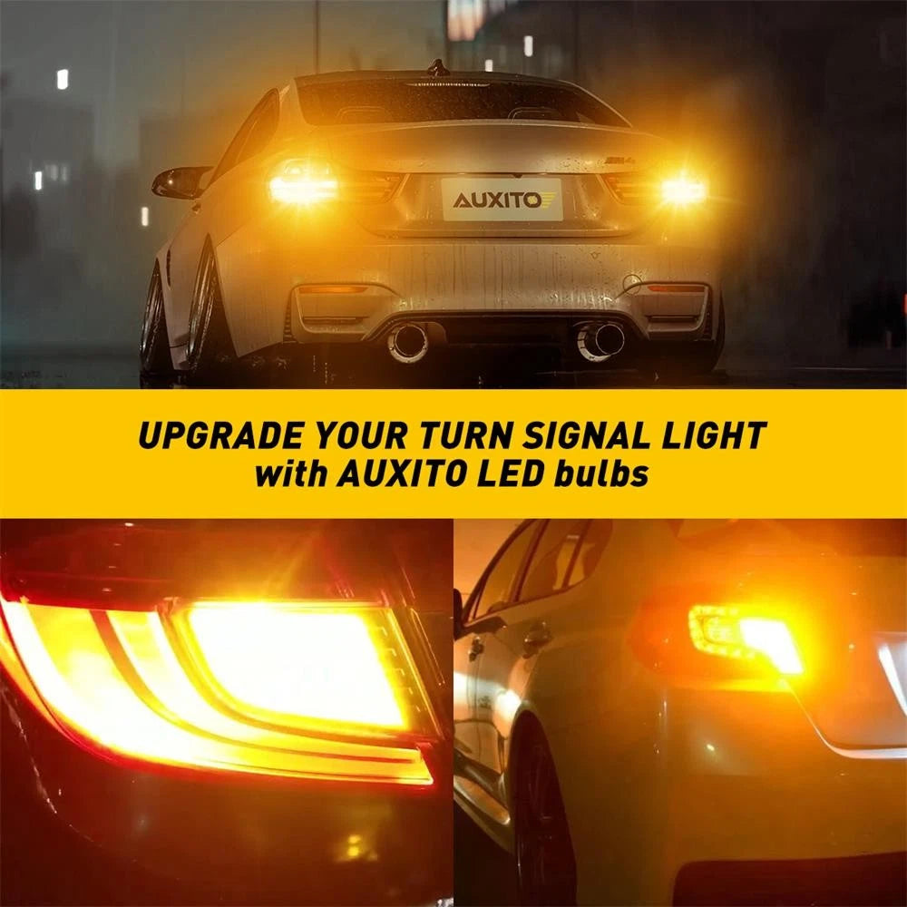 2X AUXITO 3157 4157 LED Amber Yellow Turn Signal Blinker Corner Light bulb 9SMD AUXITO