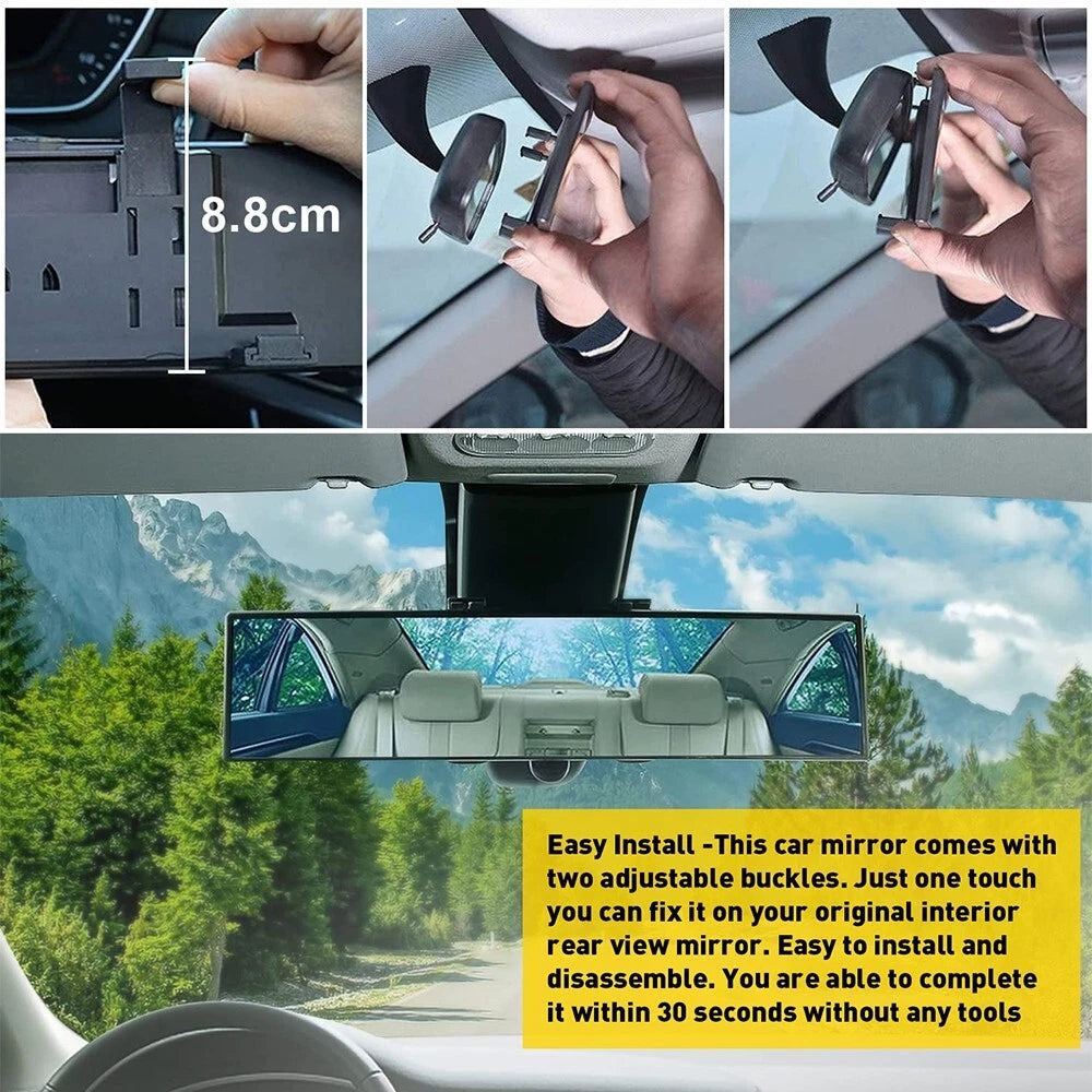 Car Rear View Mirror 270MM Wide Angle Interior Clip On Blue Tint Large EOA 6B93BC-57
