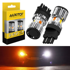 2X 3157 SWITCHBACK LED TURN SIGNAL LIGHT ANTI HYPER FLASH WHITE AMBER DUAL COLOR 6B93BC-57