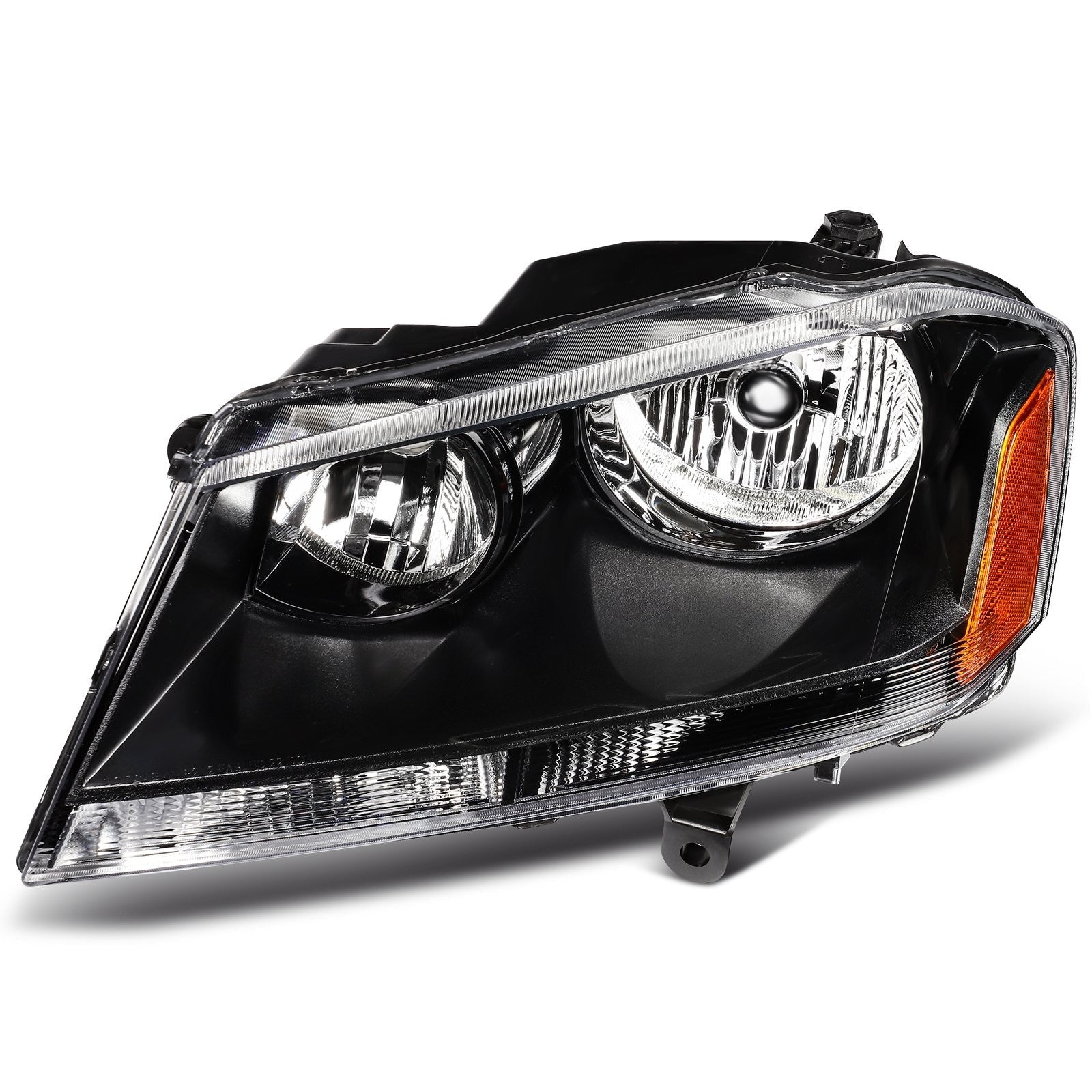 Pair Kit Halogen Headlights Assembly For 2008-2014 Dodge Avenger Black Amber KOEEP