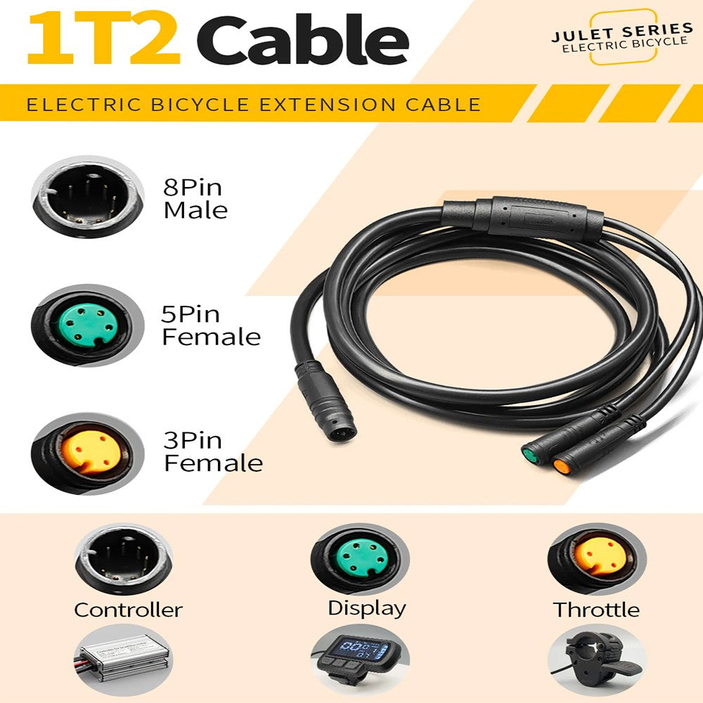 1T2/1T4/1T5 Julet E-bike Waterproof Connecting cable Controller Light Cable 6B93BC-57