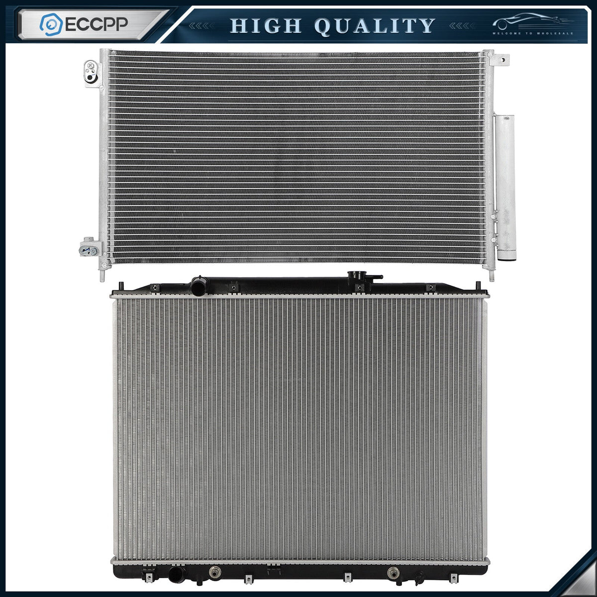 Aluminum Radiator & AC Condenser Cooling Kit For 2006-2007 Honda Accord 6B93BC-57