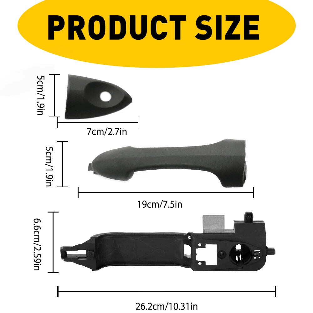 LH Driver Side Exterior Door Handle and Bracket Black for 2000-07 Ford Focus EOA 6B93BC-57