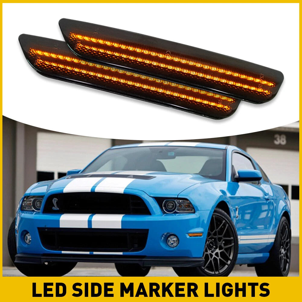 2XFront Bumper Side Marker Light Smoke Lens Amber For LED Ford Mustang 2010-2014 6B93BC-57