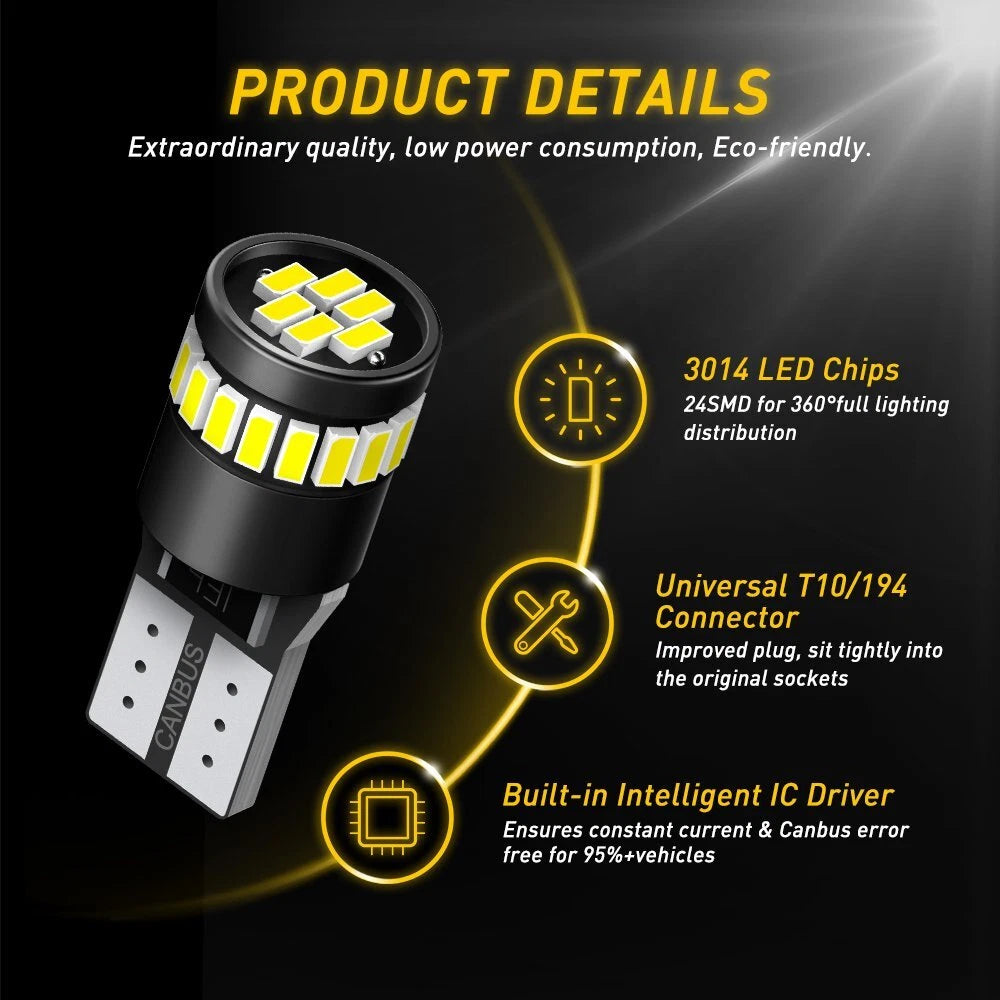 AUXITO T10 168 194 2825 LED License Plate Side Marker Light Bulb Canbus 54H EOA AUXITO