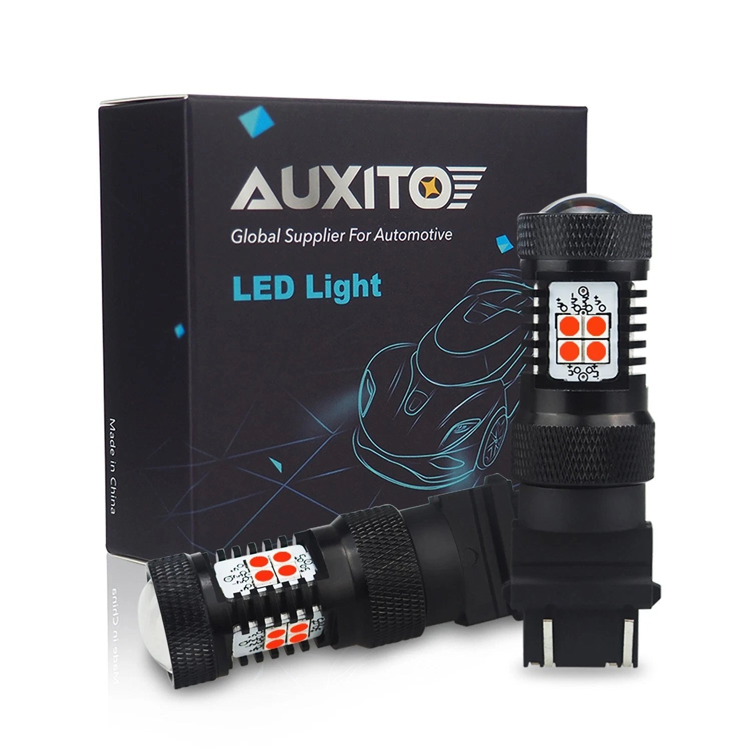 2X AUXITO 3157 3156 3057 Brake stop Tail Light Bulb Super Red LED 14K For GMC EA AUXITO