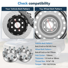 4 Pcs 1.5" Wheel Adapters 9/16"x18 For Ford F-250 8x6.5 Convert to 8x170 Wheels 6B93BC-57