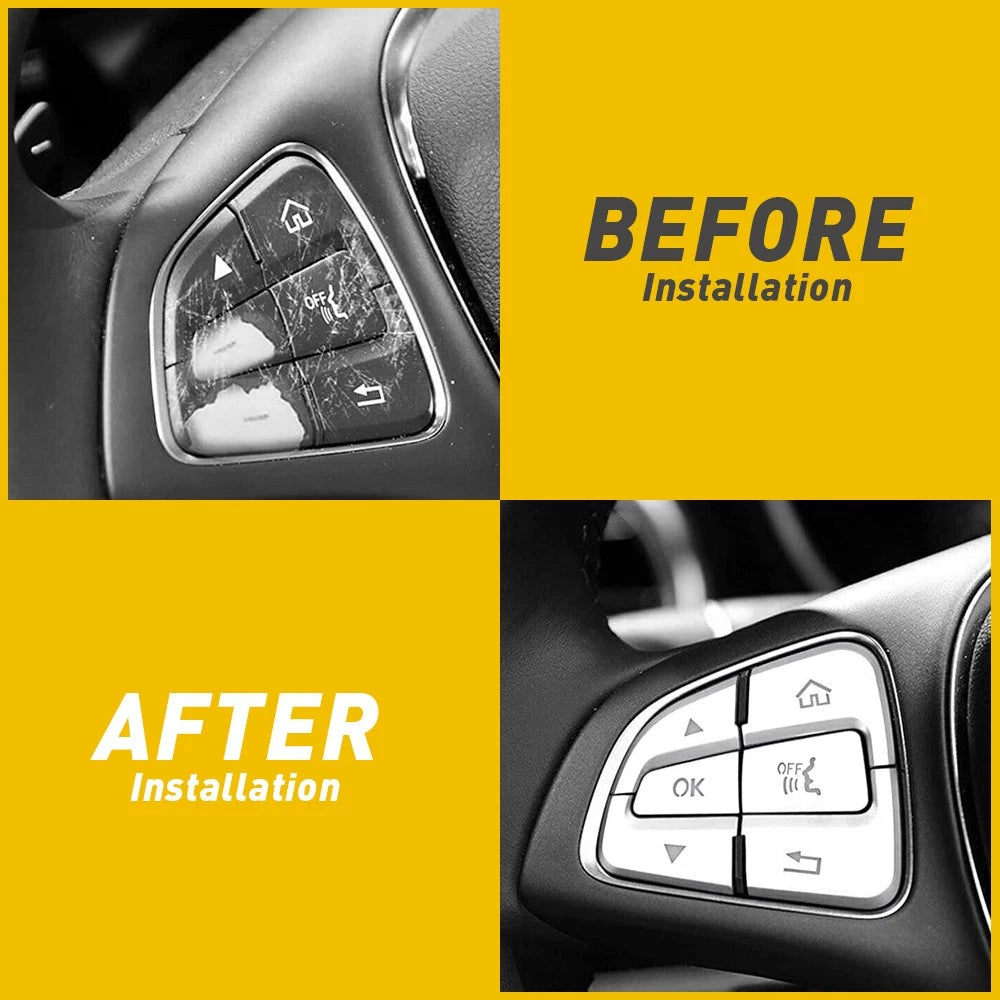 Steering Wheel Button Silver Trim For Mercedes Benz GLC C Class W205 2015-18 EOA 6B93BC-57