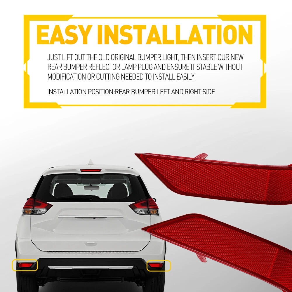 2PCS Rear Bumper Reflector Set Red Lens For 2017-2020 Nissan Rogue LH RH Side EA 6B93BC-57