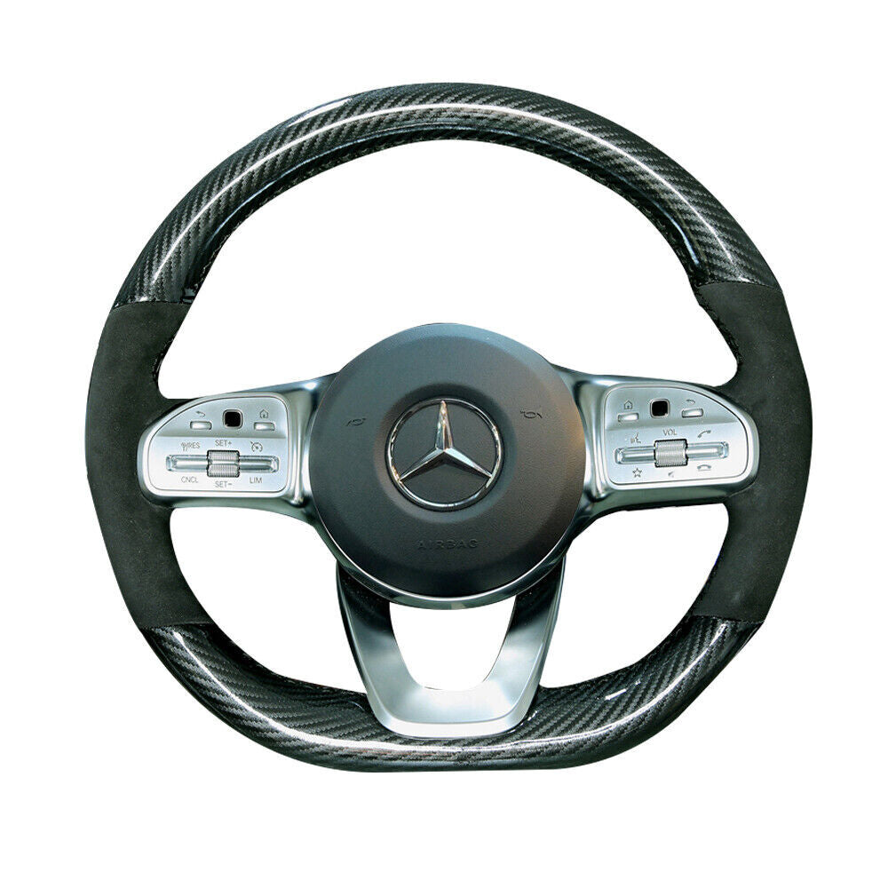 Carbon Fiber&Suede Leather Steering Wheel Sewing Wrap For Mercedes Benz A-Class