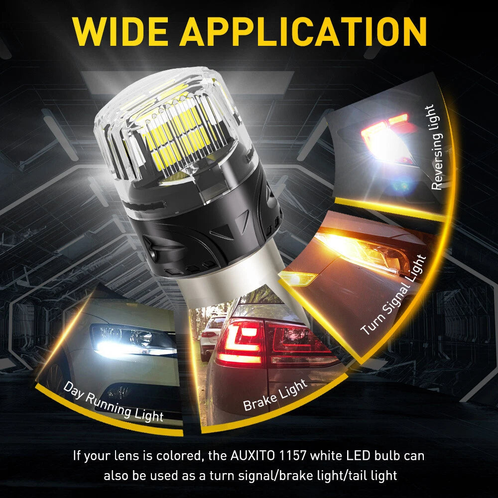 AUXITO 1157 LED Tail Brake Stop Reverse Parking Turn Signal DRL Light Bulb White AUXITO