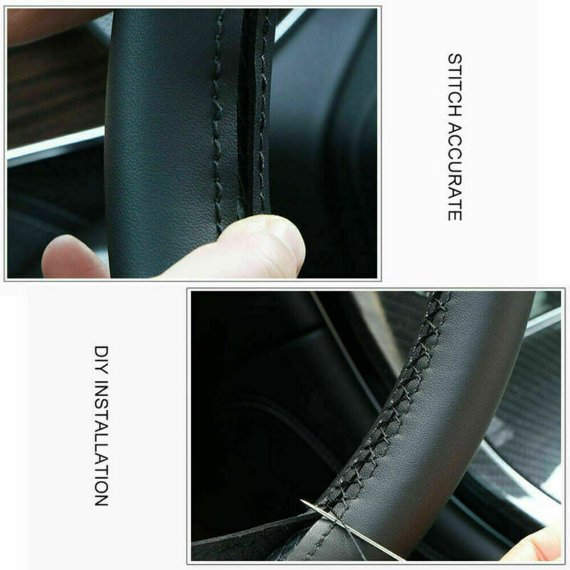 Black Suede Leather Steering Wheel Hand Sewing Wrap Cover For Nissan Altima Leaf 6B93BC-57