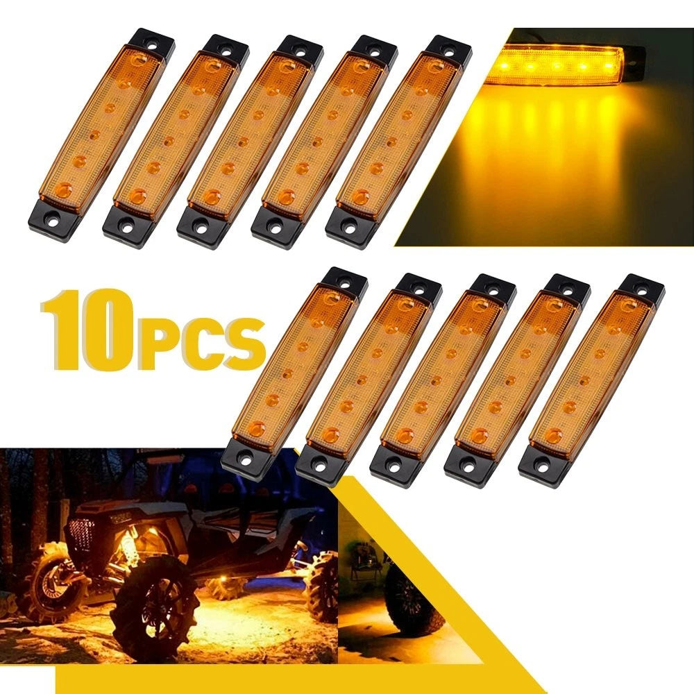 10X Amber LED 6 12V Side Marker Lights Indicators for Truck Trailer Bus Lorry EA 6B93BC-57