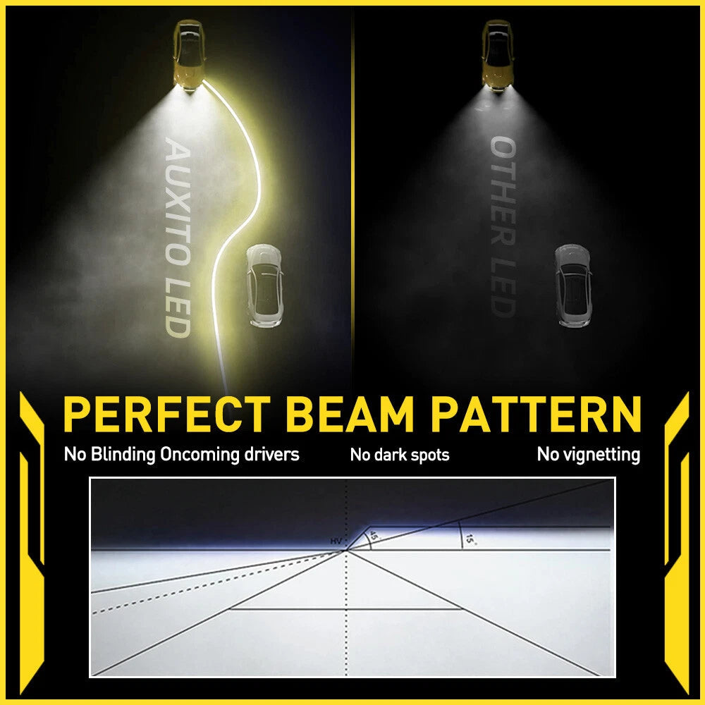 2X AUXITO H11 LED Headlight Kit Bulbs High Low Beam Super White 40000LM E2 EOA AUXITO