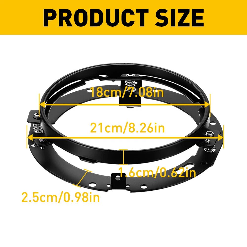 2X Round 7Inch LED Headlight Mounting Ring Bracket Adapter for Harley Touring A 6B93BC-57