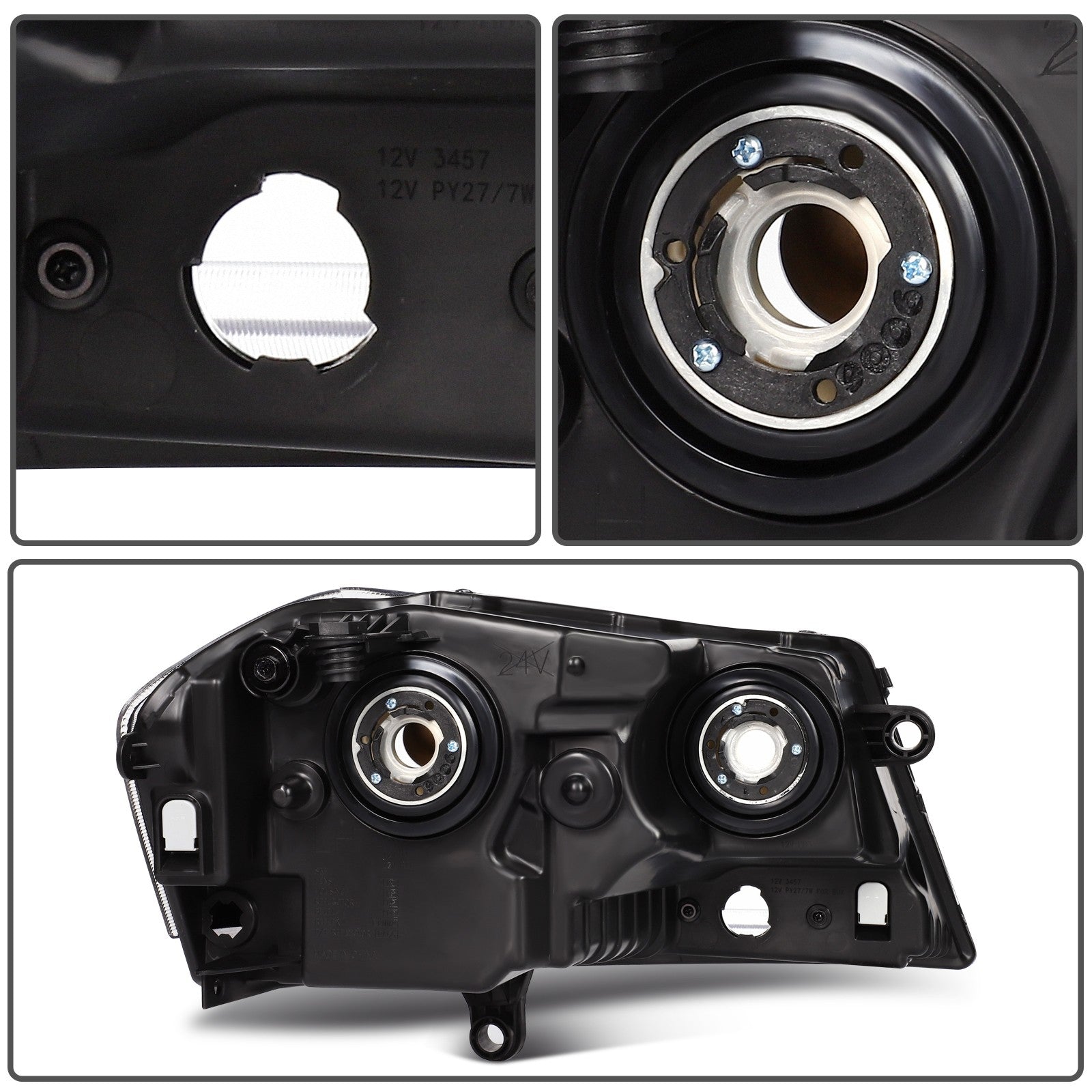 Pair Kit Halogen Headlights Assembly For 2008-2014 Dodge Avenger Black Amber KOEEP