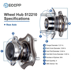 1Pc Wheel Hub Bearing Assembly Rear Fits Toyota Echo 2000 2001 2002-2005 NON-ABS 6B93BC-57