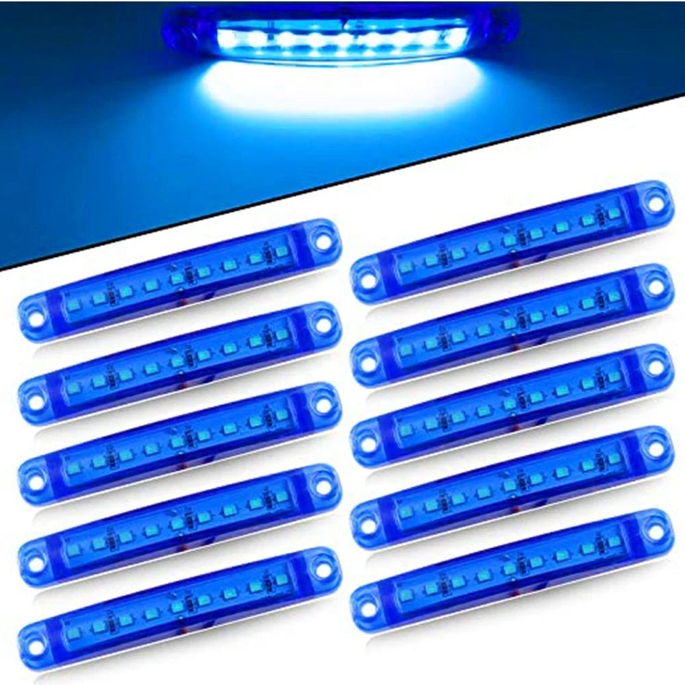 10X 12V Blue LED Side Clearance Marker Truck Trailer Van Lights Waterproof Lamp 6B93BC-57