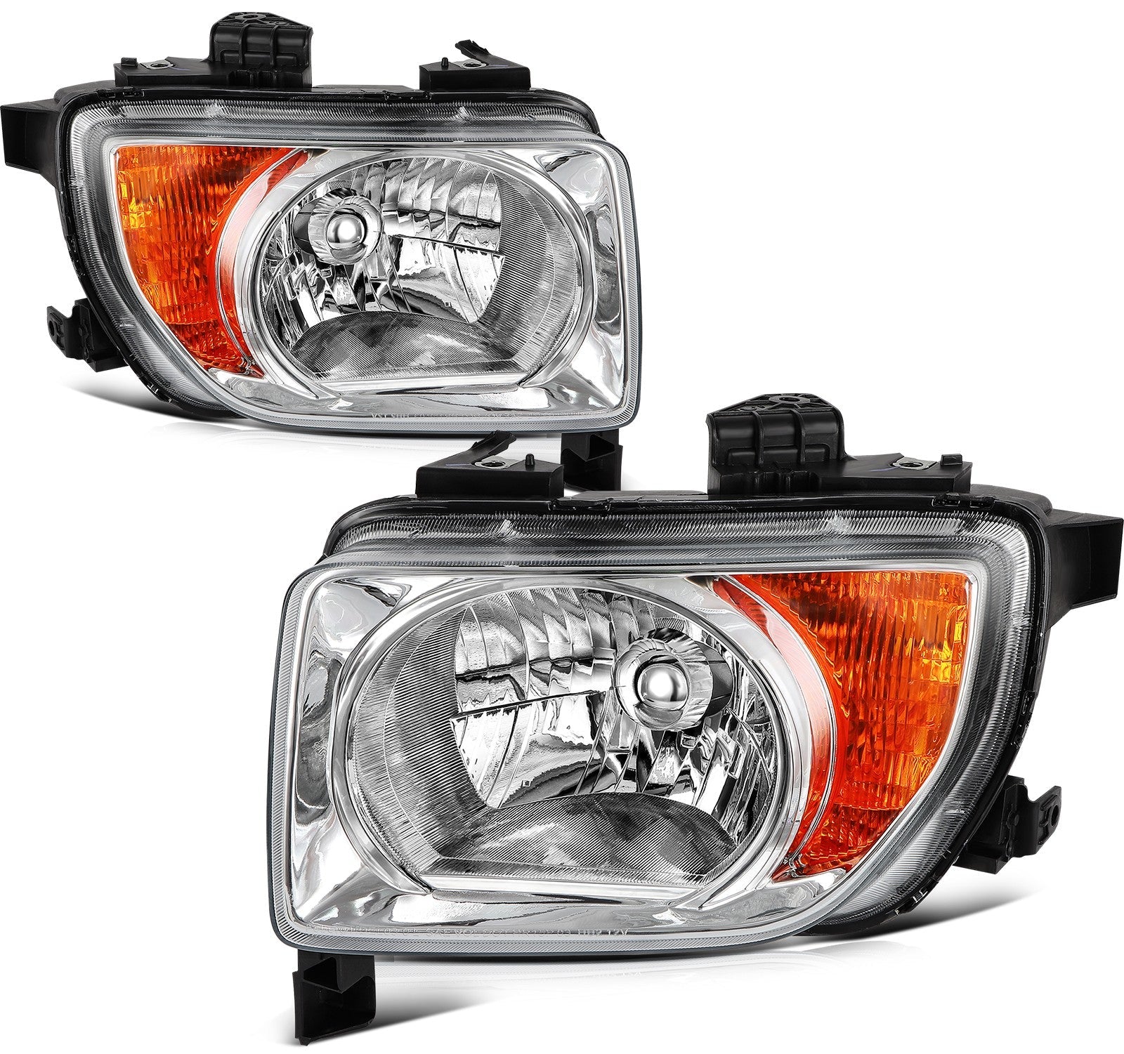 ECCPP Headlights Assembly For Honda Element 2.4L 2003-2008 Pair Kit Chrome Amber 6B93BC-57