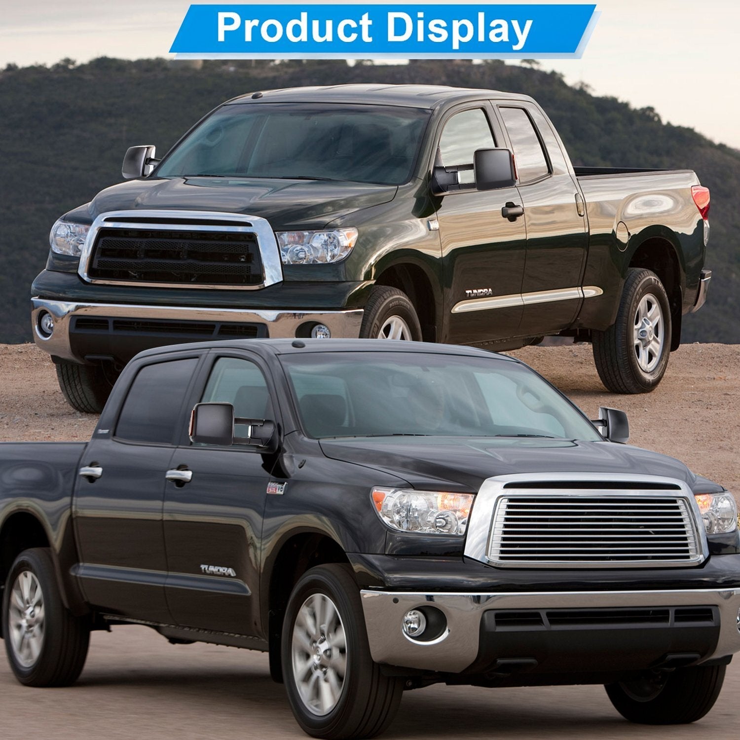 Left + Right Tow Mirrors for 07-17 Toyota Tundra Power Heated LED Turn Signal 6B93BC-57