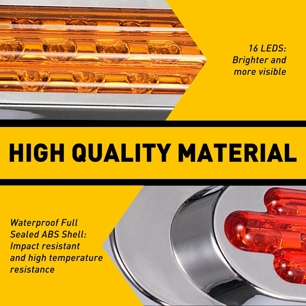 Marker Lights 6.5" LED Truck RV Trailer Oval Clearance Side Light Amber Red EOA 6B93BC-57